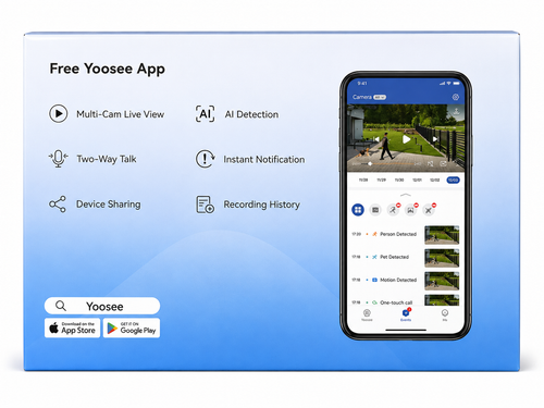 Yoosee Outdoor AI Camera (A10) – 3MP/2K Ultra HD Wi-Fi 6 Security Camera